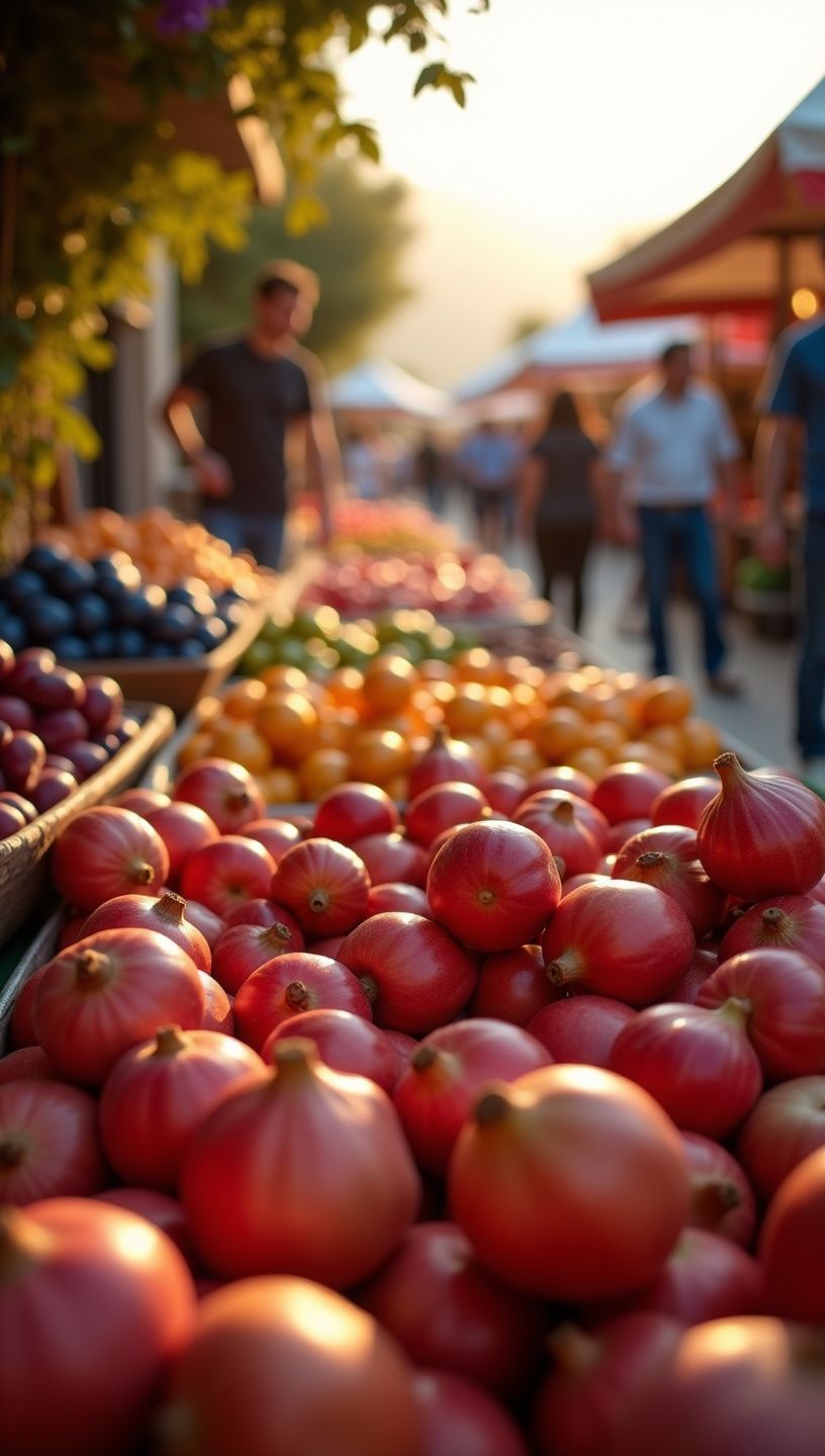 Φρέσκα ρόδια σε κήπο με φόντο τον γαλάζιο ουρανό.