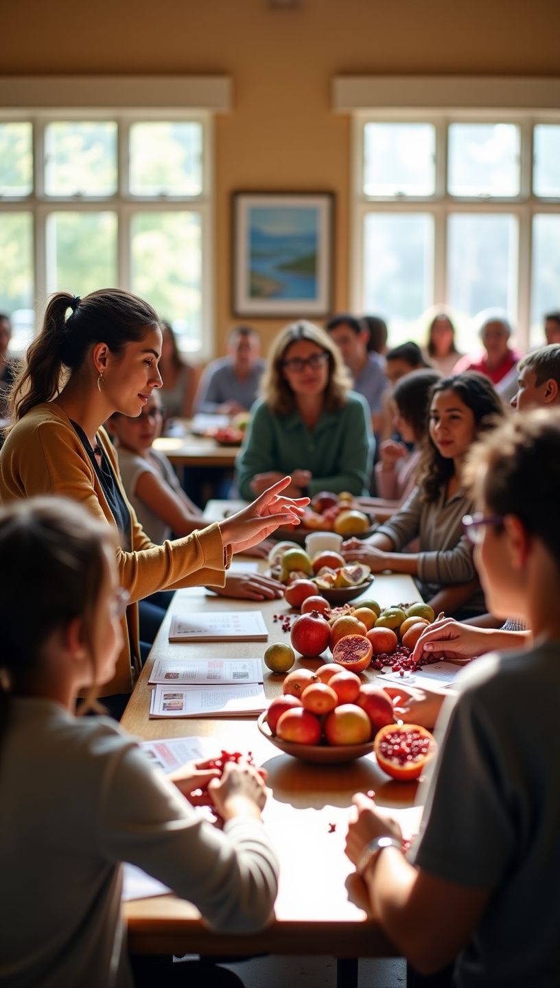 Προϊόντα της ελληνικής γης σε αγορά, συμπεριλαμβανομένων ροδιών και σύκων.